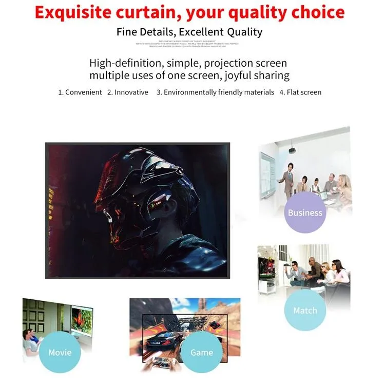 60 4 3 Projector Film Curtain - Thin Foldable Polyester - 120x90cm Projection Area