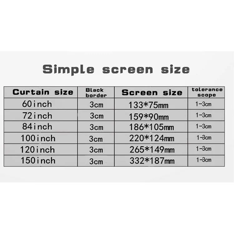 60 4 3 Projector Film Curtain - Thin Foldable Polyester - 120x90cm Projection Area