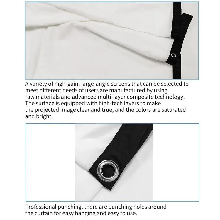 72 16 9 Projector Film Curtain - Foldable Thin Polyester - 159x90cm Projection Area