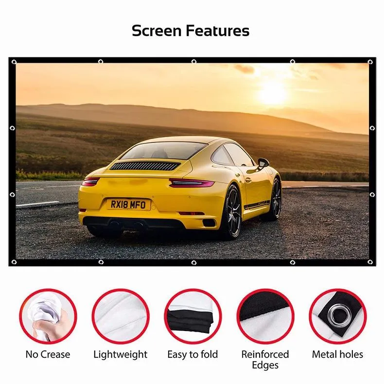72 16 9 Projector Film Curtain - Foldable Thin Polyester - 159x90cm Projection Area