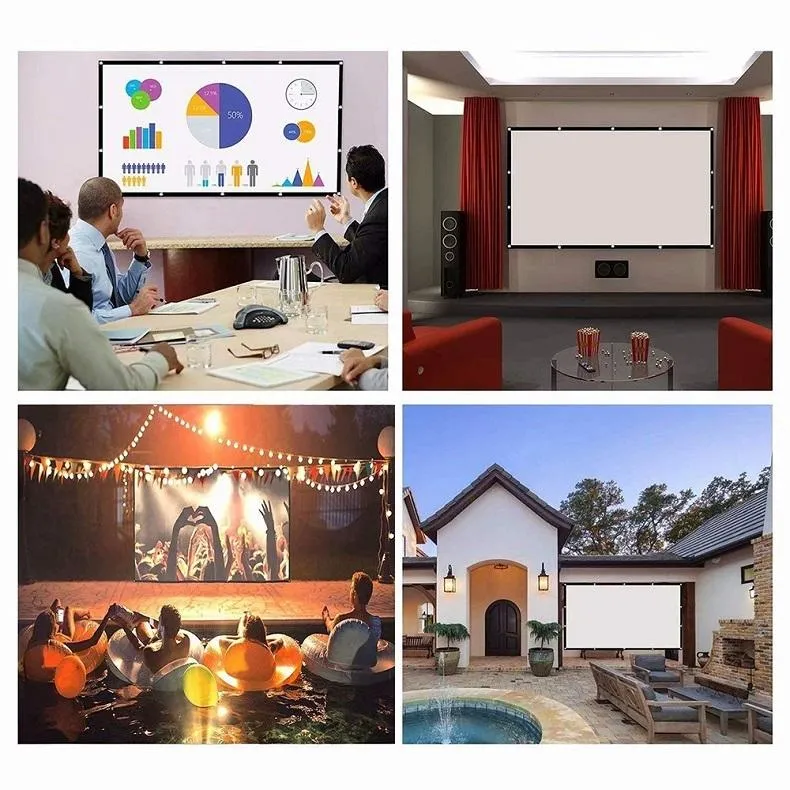 72 16 9 Projector Film Curtain - Foldable Thin Polyester - 159x90cm Projection Area