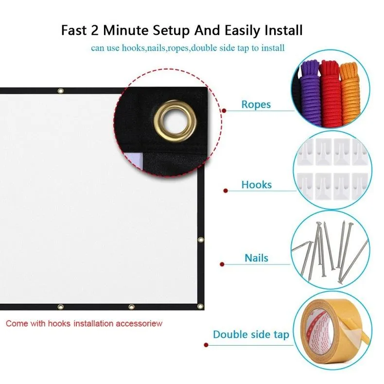 72 16 9 Projector Film Curtain - Foldable Thin Polyester - 159x90cm Projection Area