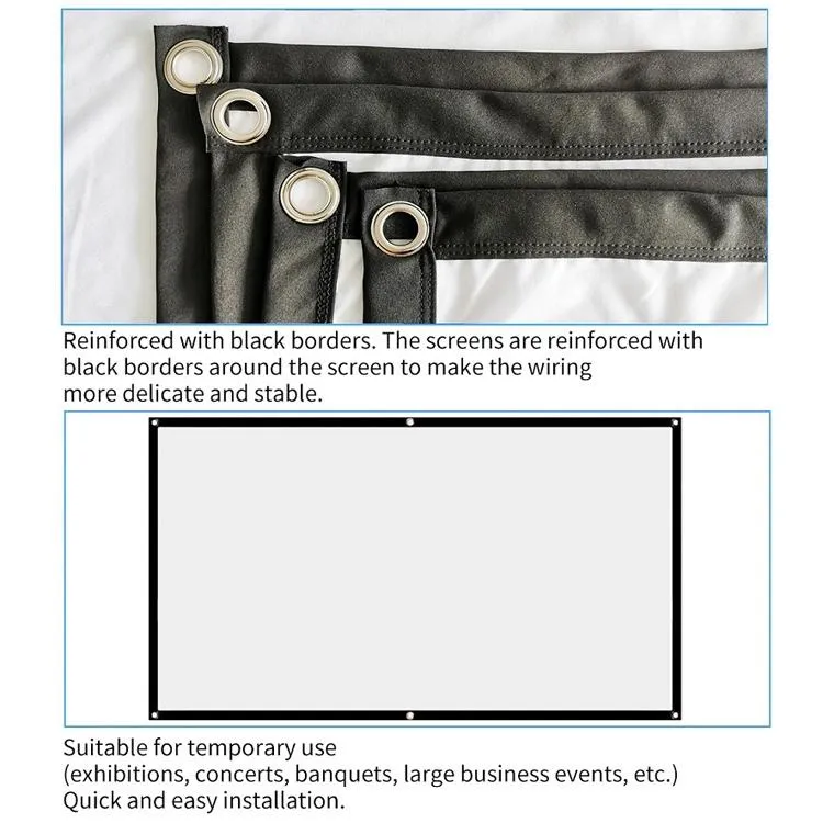 72 16 9 Projector Film Curtain - Foldable Thin Polyester - 159x90cm Projection Area