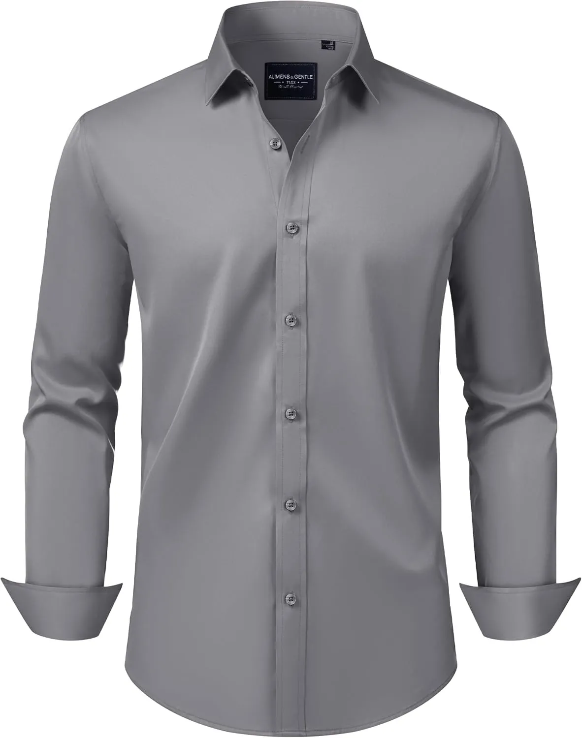 Alimens & Gentle Men's Dress Shirts Transitional Weather Long Sleeve Stretch Wrinkle-Free Button Down Top