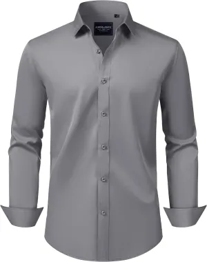 Alimens & Gentle Men's Dress Shirts Transitional Weather Long Sleeve Stretch Wrinkle-Free Button Down Top