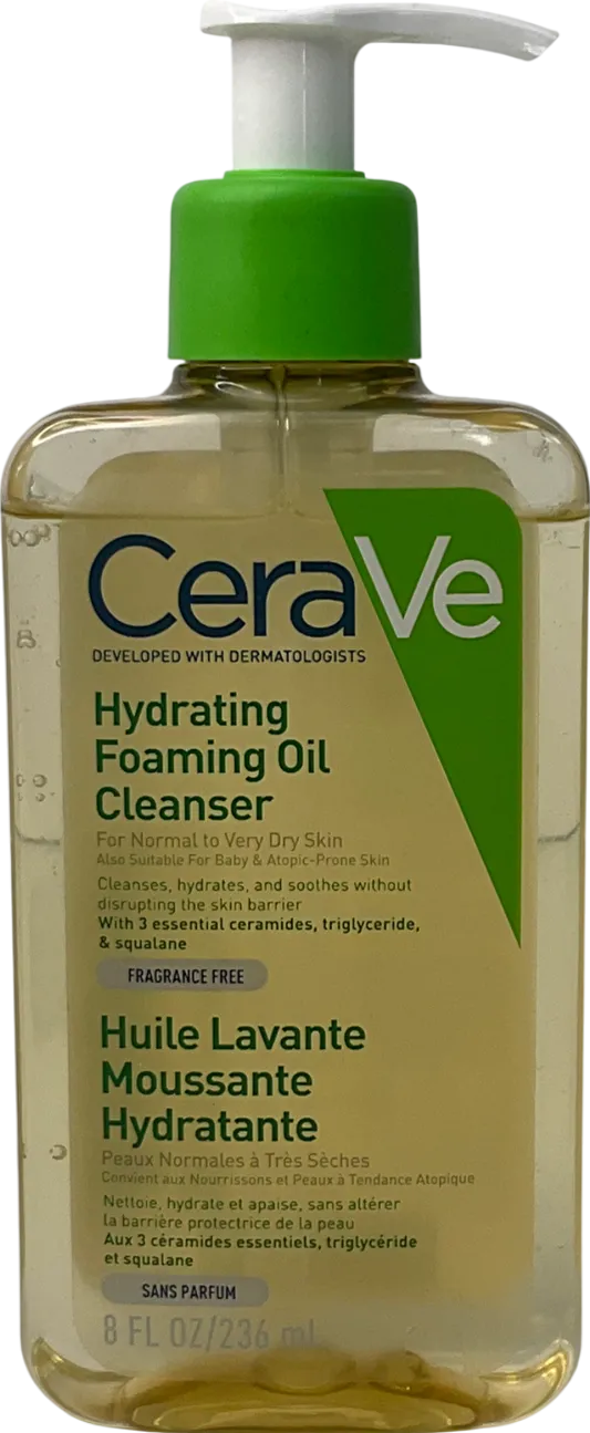 Cerave Hydrating Foaming Oil Cleanser With Squalane For Normal To Very Dry Skin 236ml