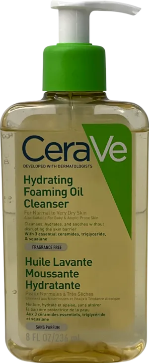Cerave Hydrating Foaming Oil Cleanser With Squalane For Normal To Very Dry Skin 236ml