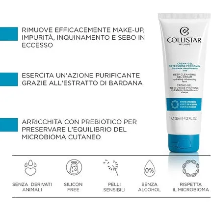 Cream-gel for deep cleansing with burdock extract 125ml, Collistar