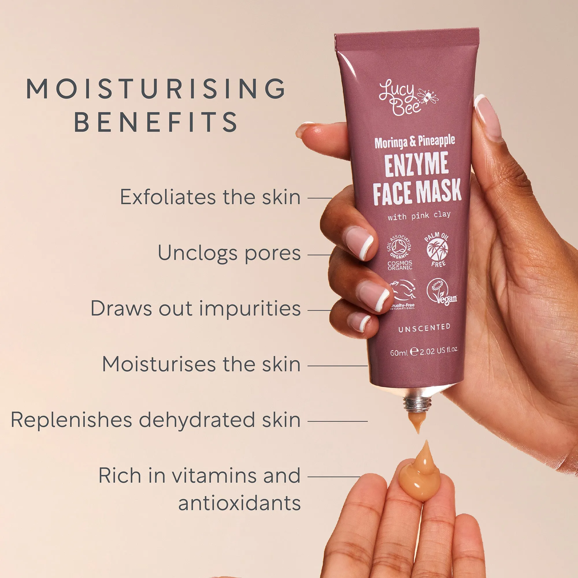 Lucy Bee Organic Moringa and Pineapple Enzyme Face Mask 60ml