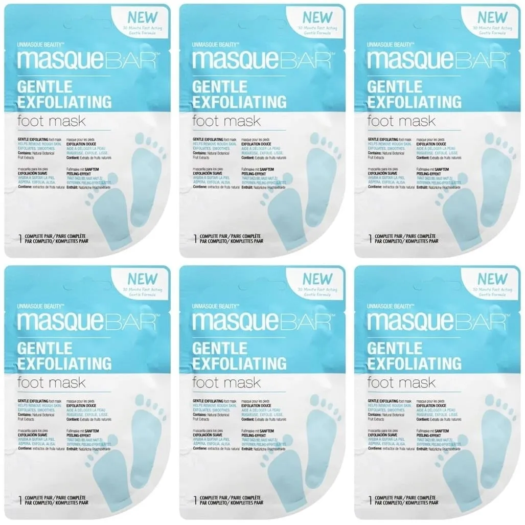 masque BAR foot mask Exfoliating Repair Dry Cracked Calloused Feet Heels 6 pack