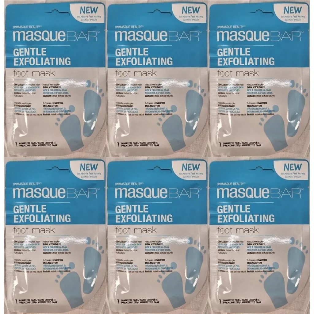 masque BAR foot mask Exfoliating Repair Dry Cracked Calloused Feet Heels 6 pack