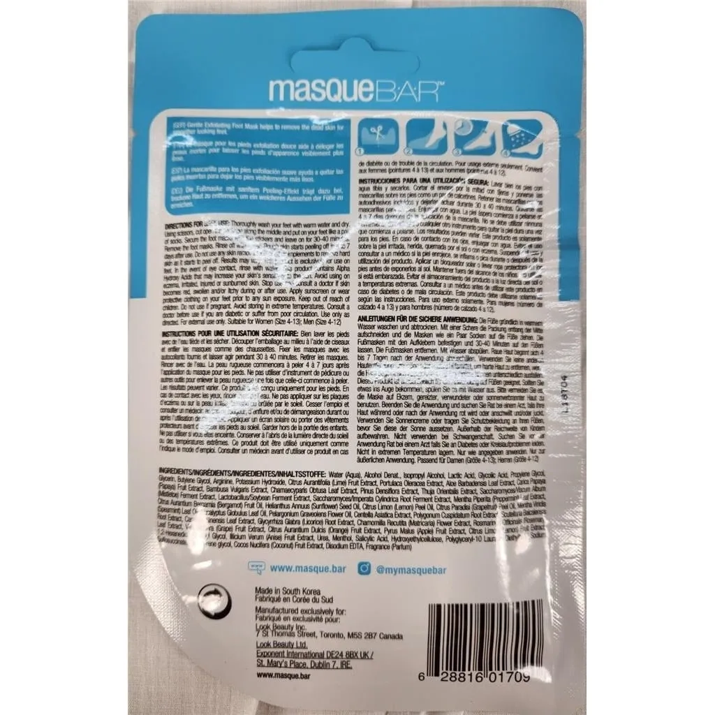 masque BAR foot mask Exfoliating Repair Dry Cracked Calloused Feet Heels 6 pack