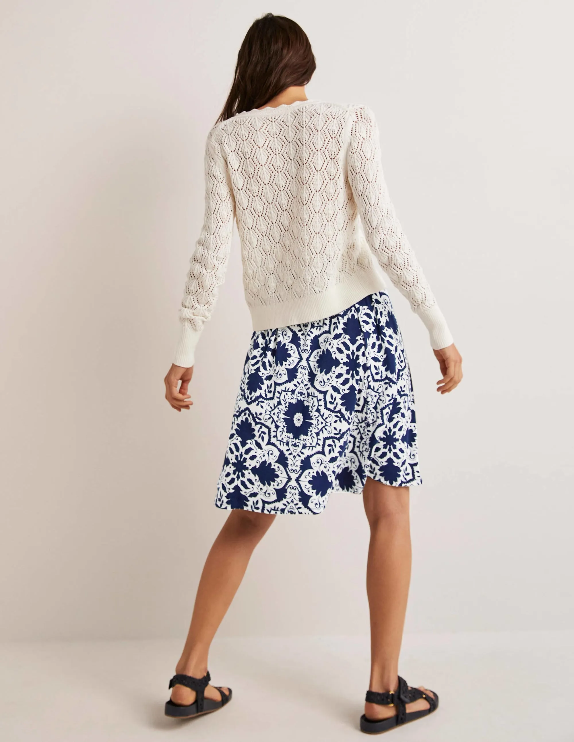 Pull On Jersey Mini Skirt-French Navy, Bloomsbury Mono