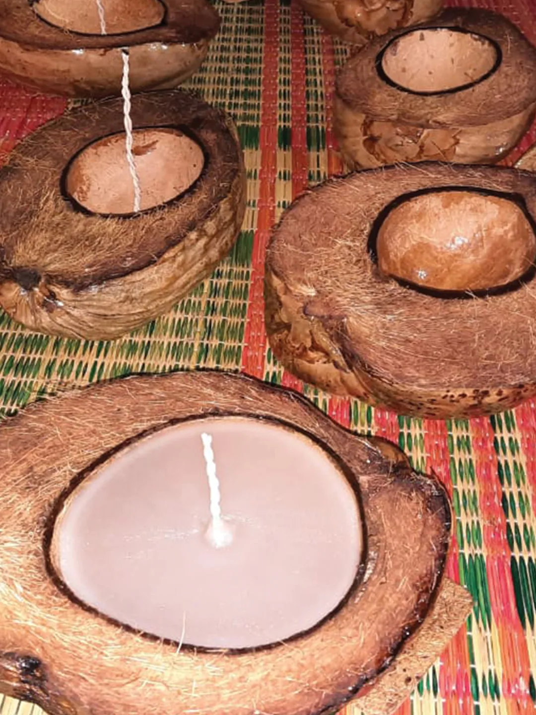 Raw Coconut Candle Holder